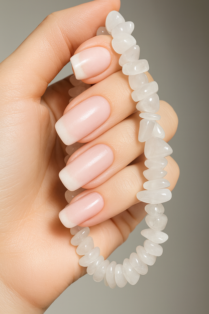 Edelstein-Armbandset aus Bergkristall, White Jade & White Howlite