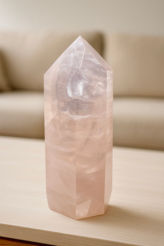 1A Rosenquarz Spitze 11,6 cm – Exklusive Qualität in zartem Rosa aus Brasilien 💗