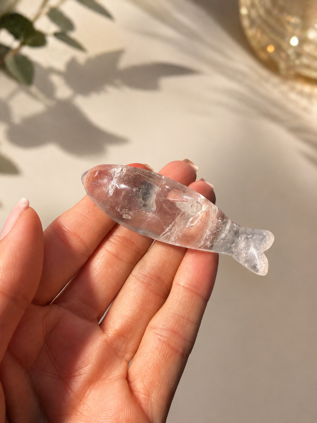 Extraklarer Bergkristall Delfin 7,5 cm – Handgefertigtes Unikat aus Bergkristall