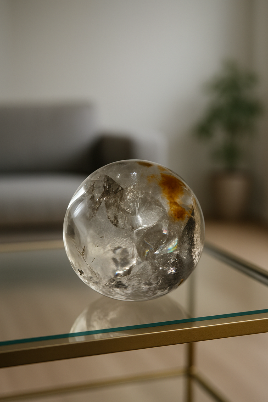 Gartenquarz Kristallkugel 11 cm – 1,97 kg | Magischer Lodolit mit Tiefe & Klarheit