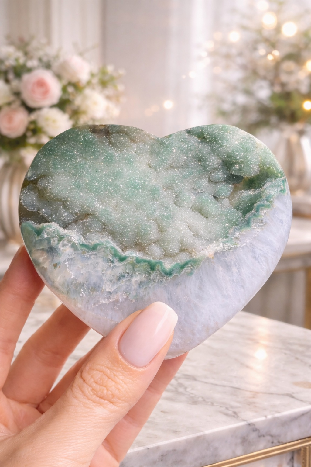 Rainbow Amethyst Herz 10 cm – Seltene Doppelkristallisation