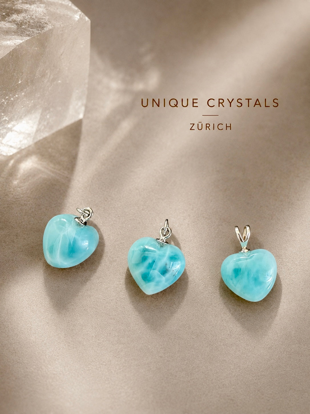 Larimar Herz Anhänger mit Öse aus 925 Silber