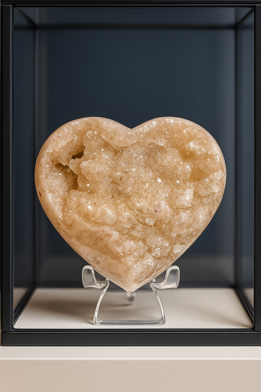 Rainbow Amethyst Herz 7,7 cm – seltene Doppelkristallisation in Lachsrosa