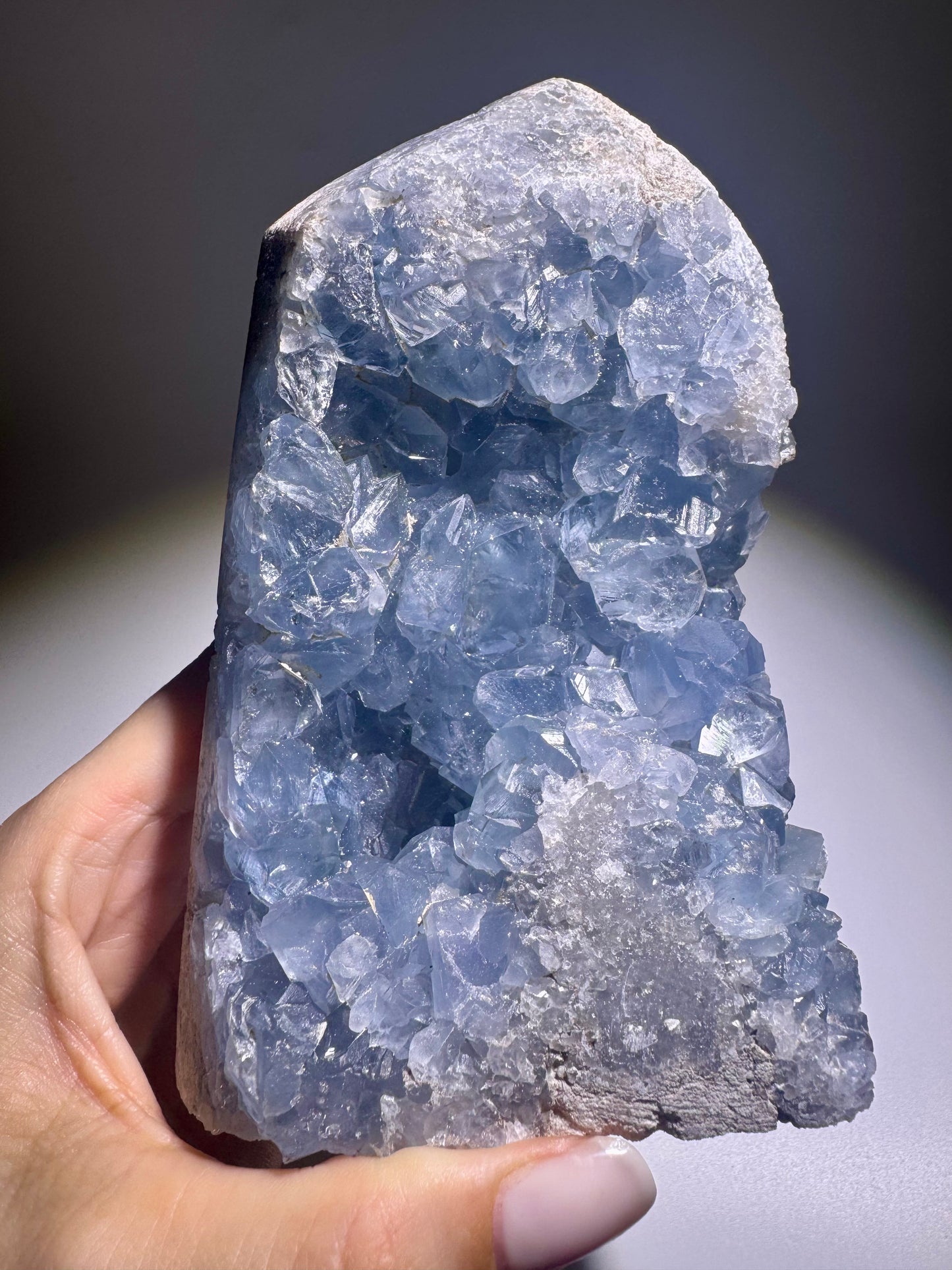 Celestin Kristallspitze 11 cm – extra klare Edelsteinqualität aus Madagaskar