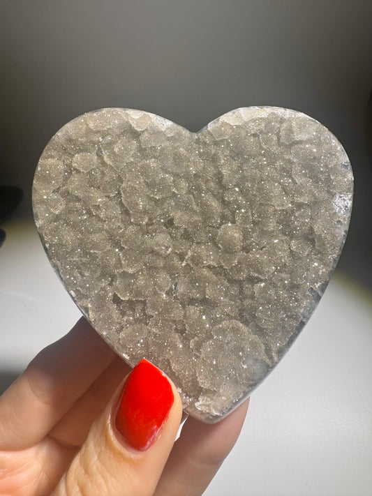 Champagner Rainbow Amethyst Herz aus Uruguay mit seltener Doppelkristallisation und sugary Oberfläche