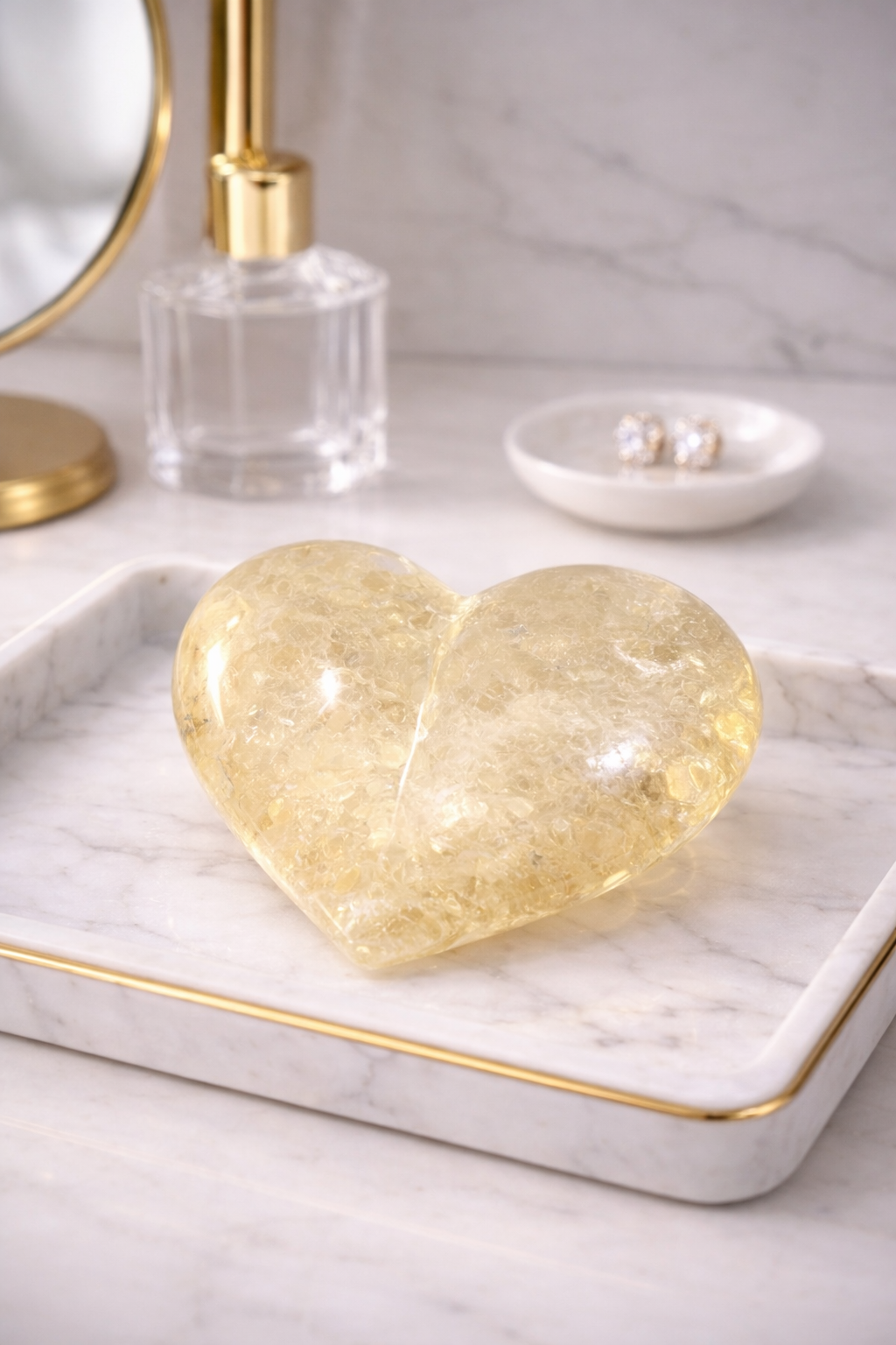 Citrin Herz juicy – 7,4 cm I Dreidimensionale Form