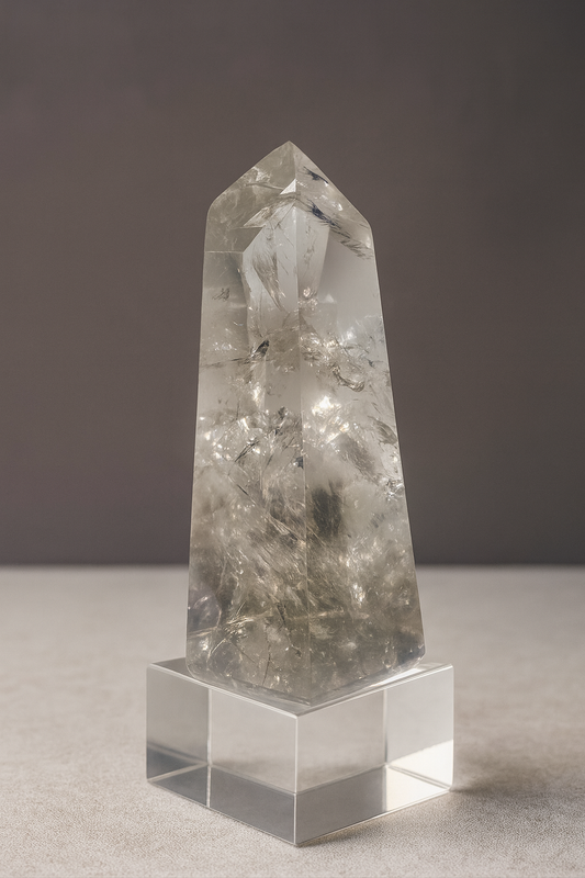 Prasiolith Spitze 5,2 cm – Extra klarer Grüner Amethyst aus Brasilien mit Regenbogen