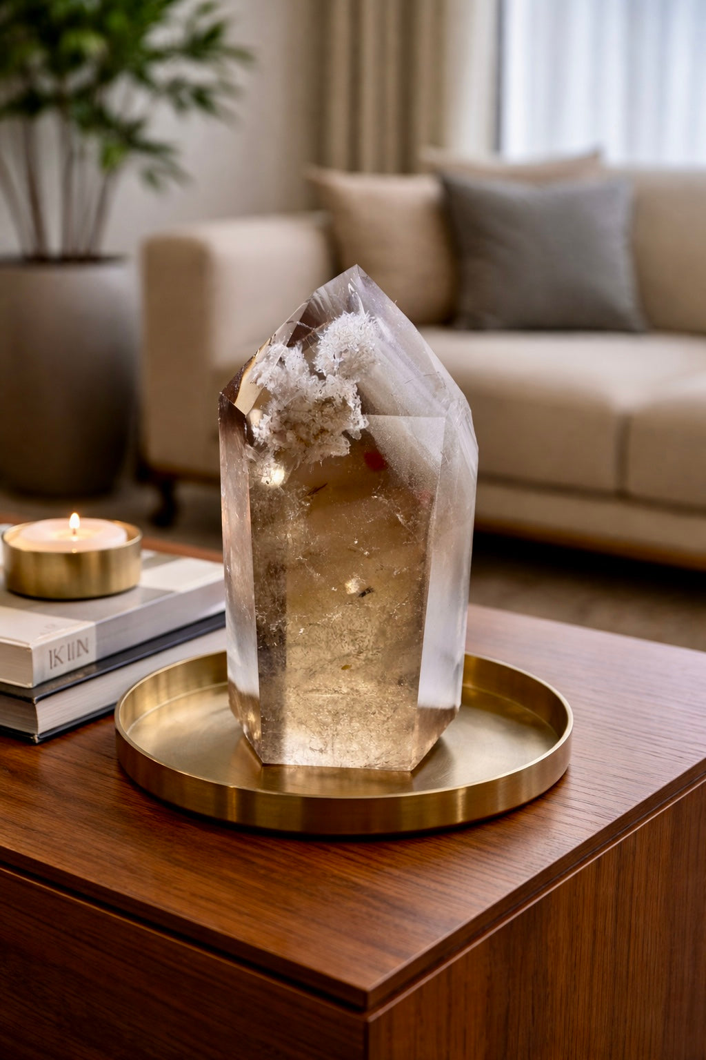 Rauchquarzspitze mit Phantomen & Chlorit – 11,5 cm | Mikroquarze & kleine Kristalle aus Brasilien in Museumsqualität