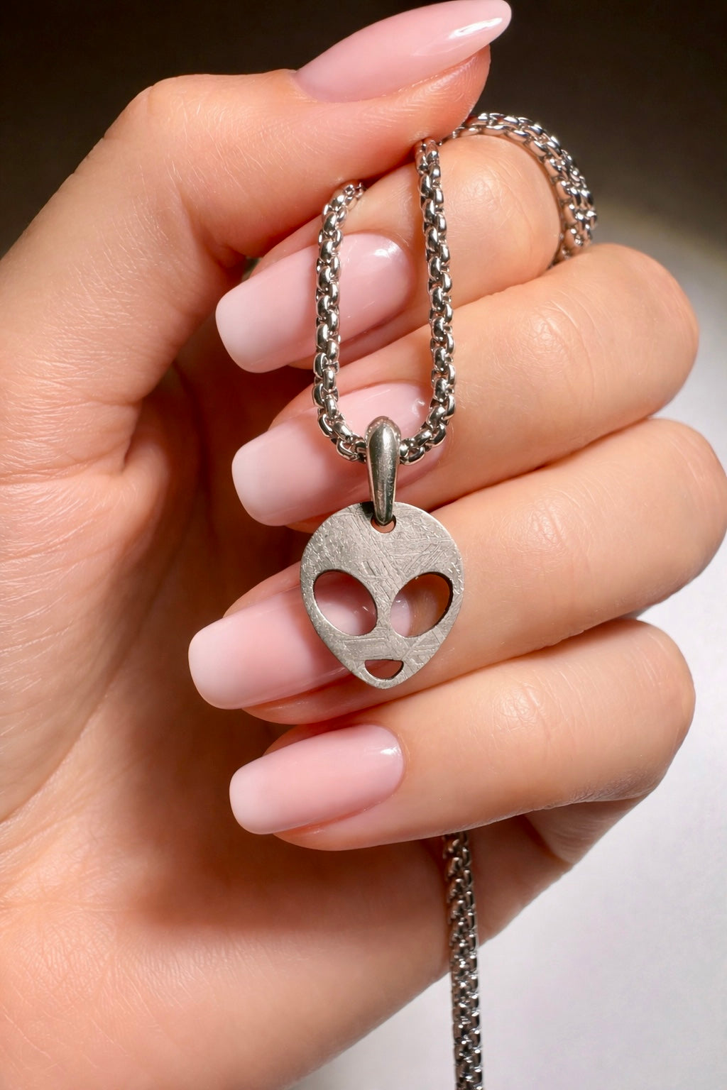 Alien Head Anhänger – Aus echtem Muonionalusta-Meteorit 👽