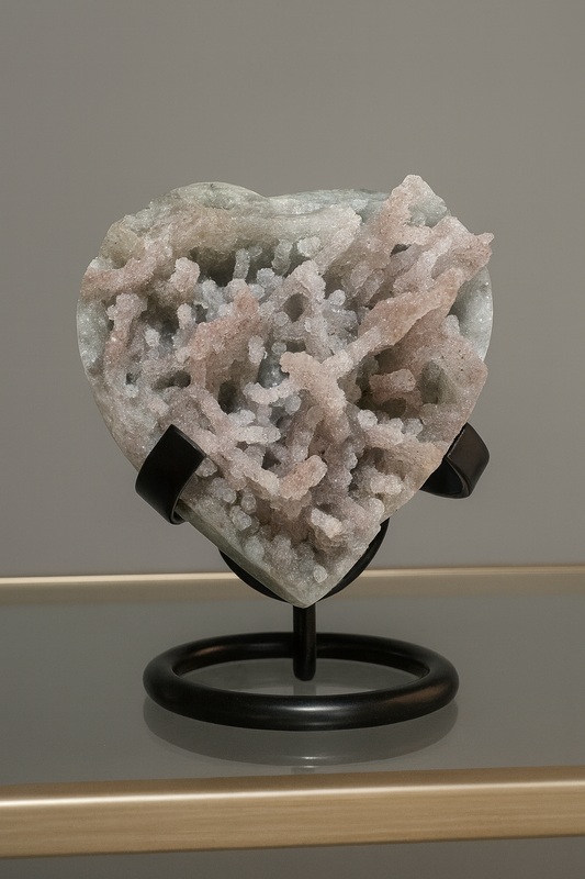 Amethyst Herz mit Stalaktiten - 8.5cm, 232g