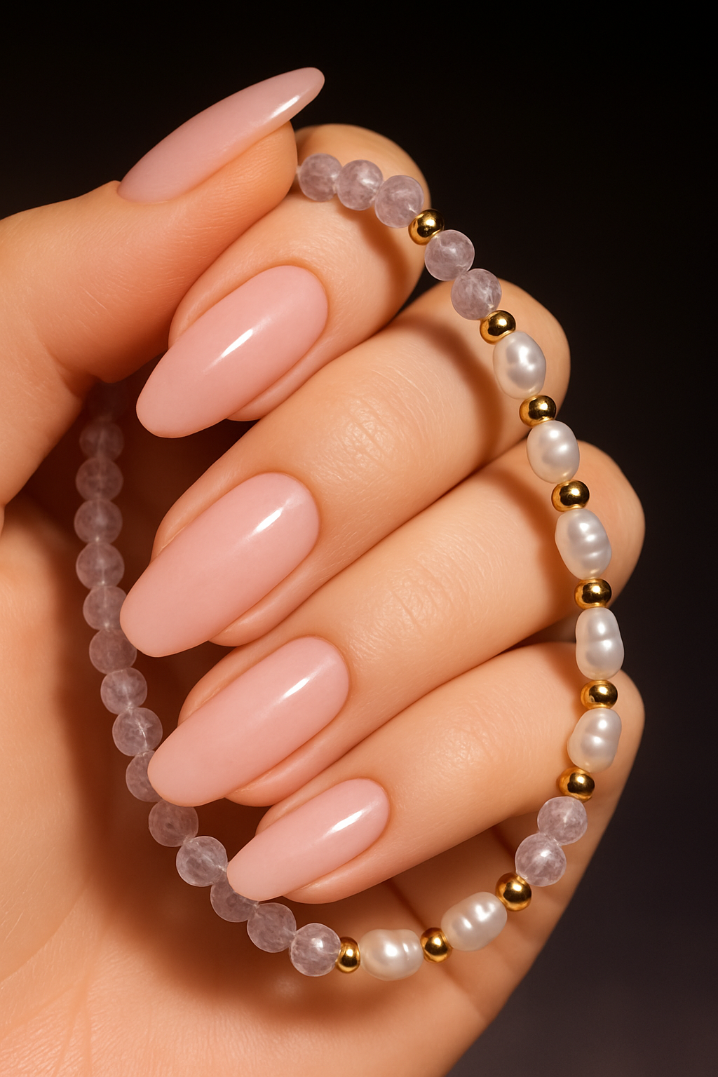 Feine Edelstein-Armbänder 18 cm – Handgeknüpft mit echten Süsswasserperlen