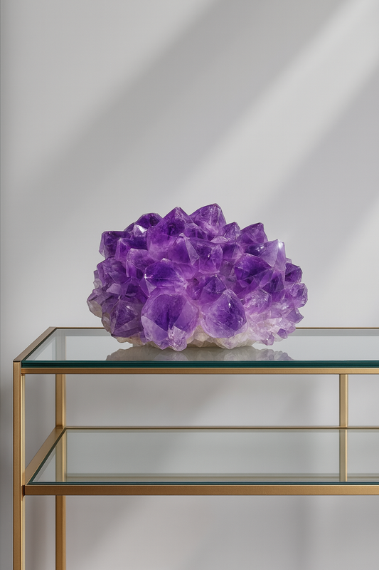Tiefviolette Amethystblüte aus Uruguay – 8.4 cm Stalaktit Kristall