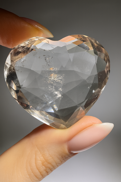 Facettiertes Lemurian-Herz 4,5 cm | Extra Qualität