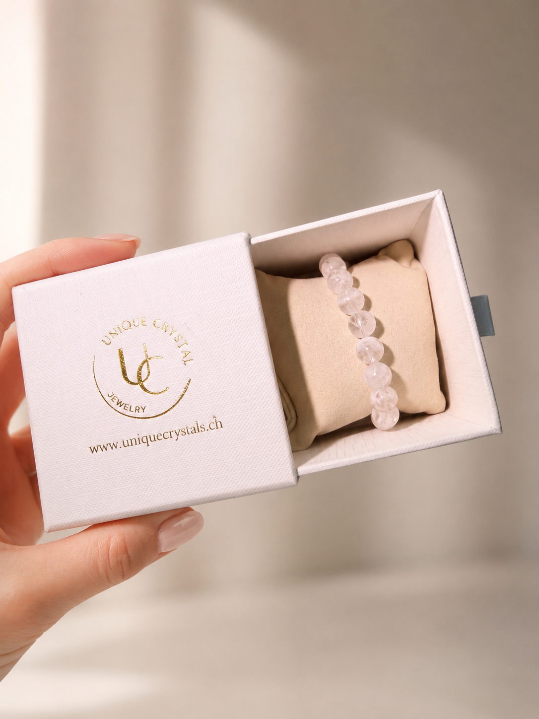 Snowflake Garden Quartz Armband – 8 mm Perlen | Extra Klar | Premium Qualität