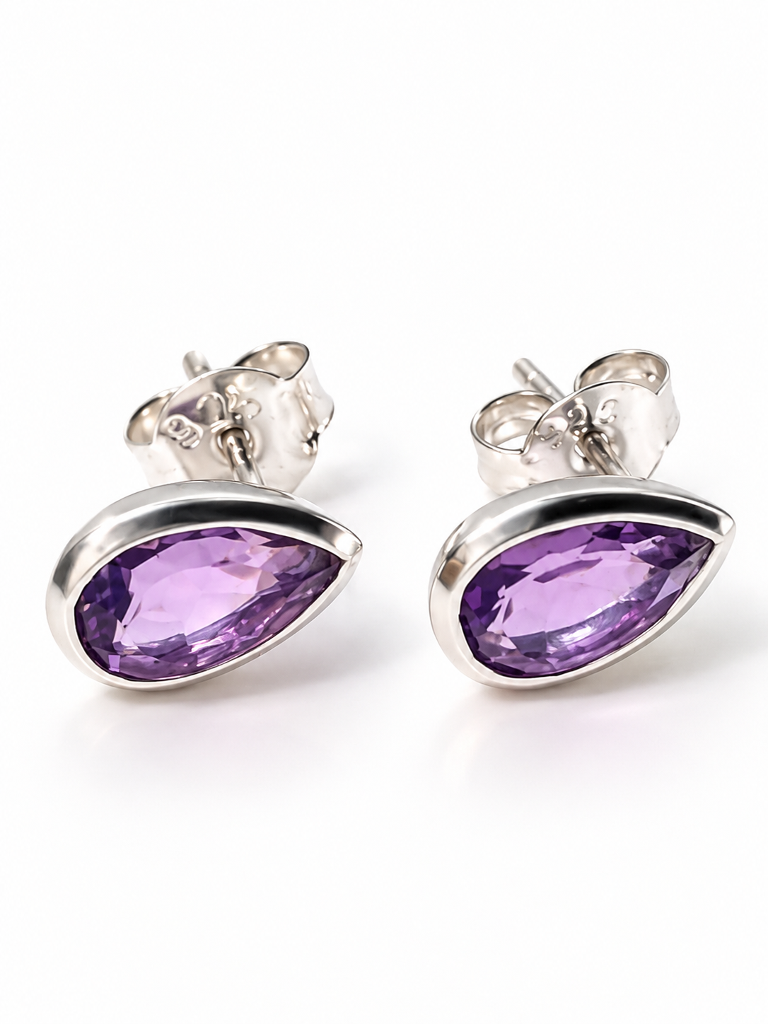 Amethyst-Ohrstecker Tropfen 5 × 8 mm – 925 Sterling Silber