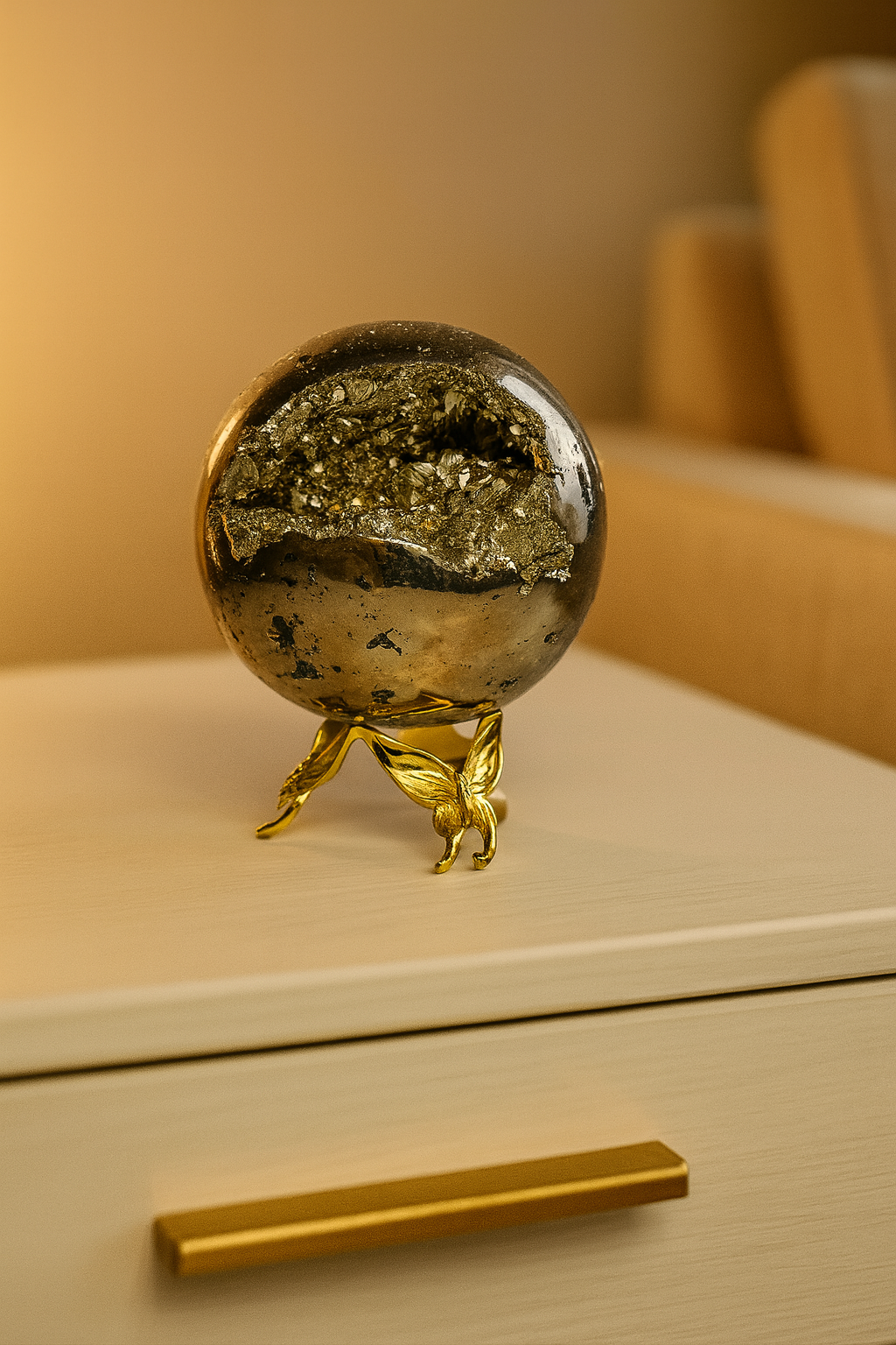 Pyrit Kugel (extra Glanz) - 6.5cm, 594g