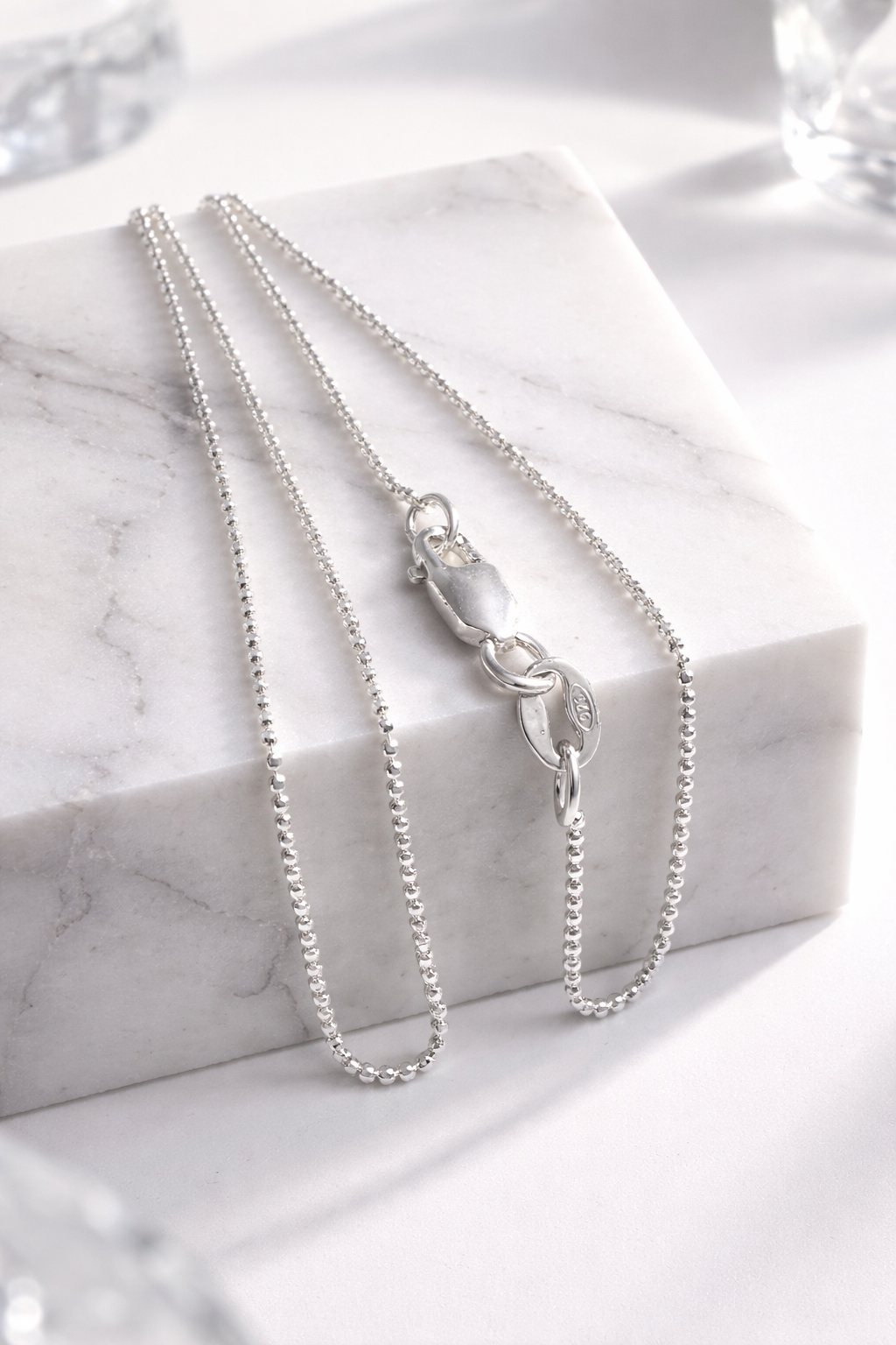 Diamantierte Kugelkette aus 925 Silber – Funkelnde Halskette