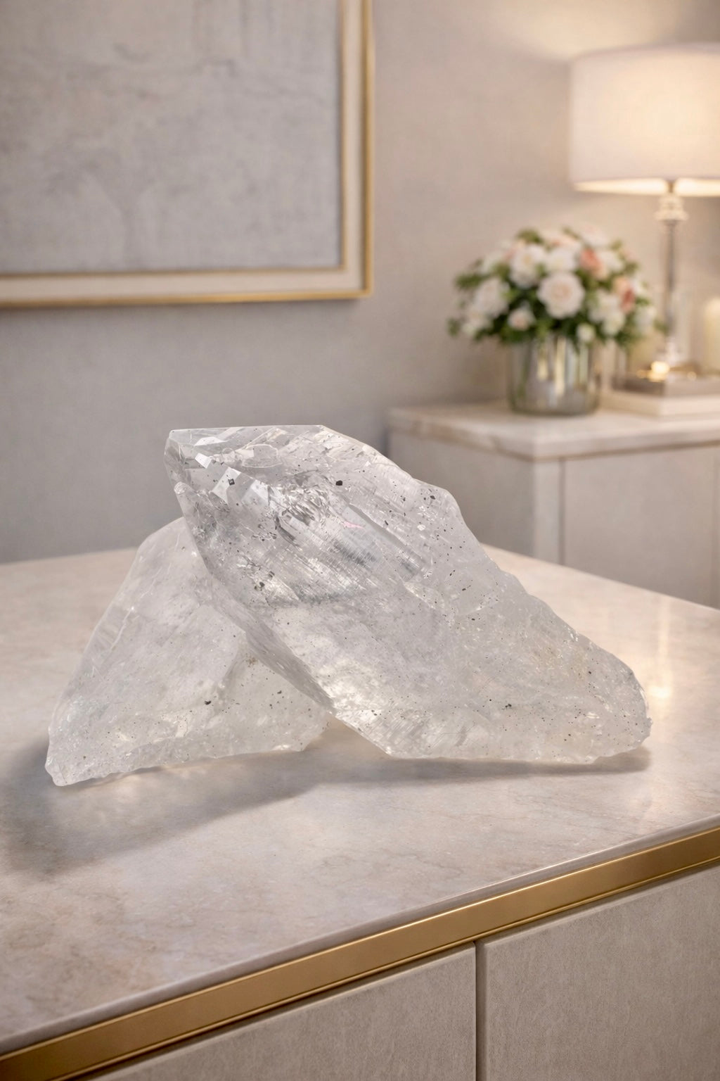 Himalaya-Quarz mit feinen Hämatit-Einschlüssen 11 cm