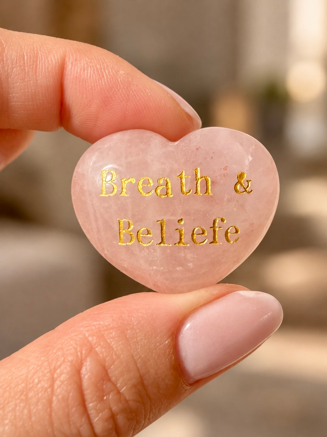 Cuore di quarzo rosa LOVE - 3 cm 💖 (può essere inciso su richiesta)