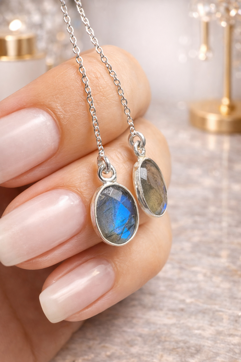 Labradorit Ohrringe 925 Sterling Silber – Handgefertigter Edelstein Schmuck mit magischem Schimmer