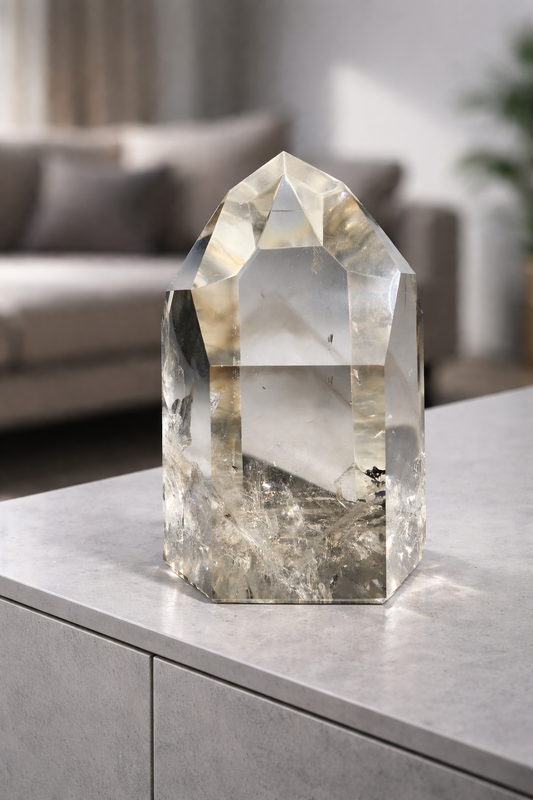 Light Smoky Lemurian Bergkristall · mit Phantom · 12x8.5cm - 981g ✨