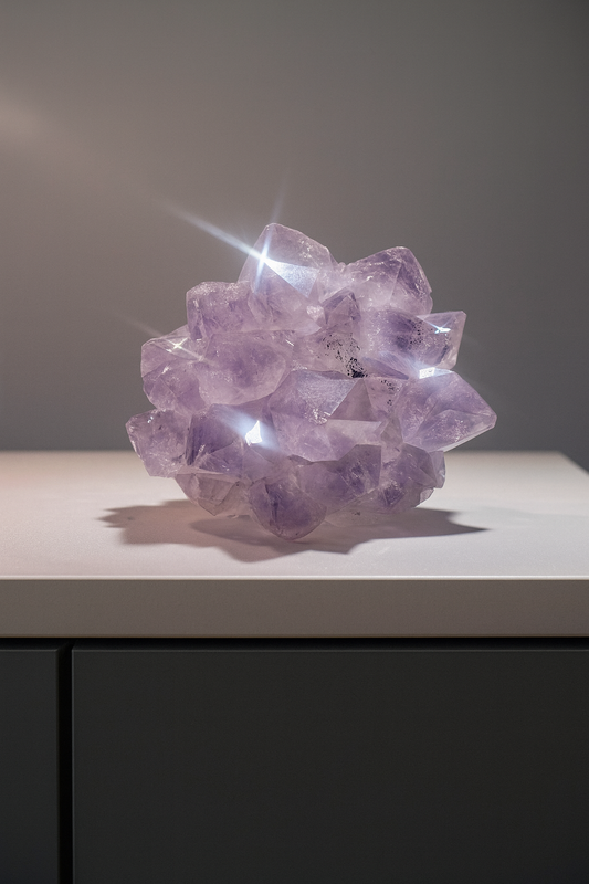Amethystblume 5 cm mit Phantomen – Stalaktit Unikat aus Uruguay | Perfekte Spitzen