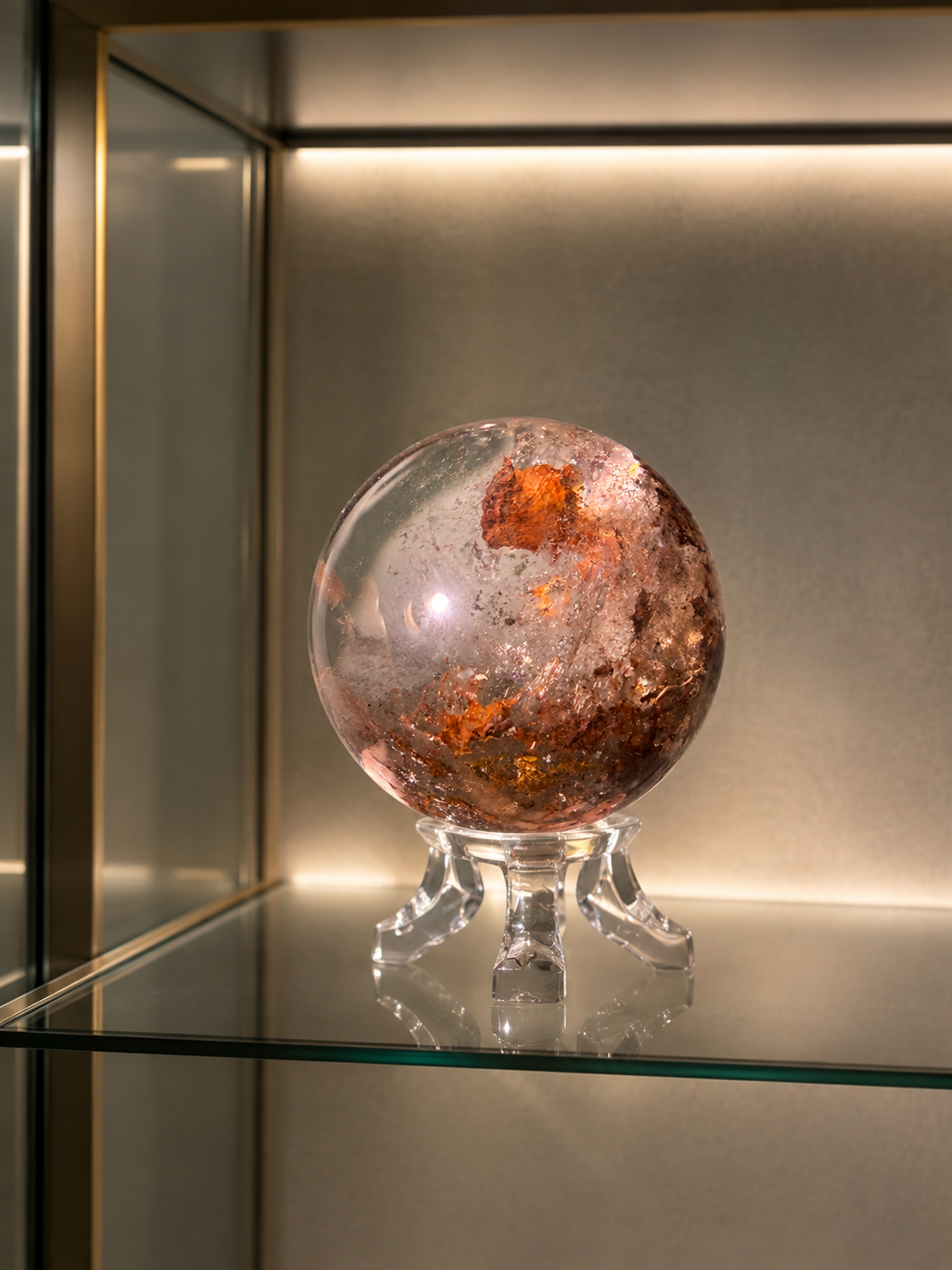 Lodolite garden quartz crystal sphere 4.8 cm – clear landscape