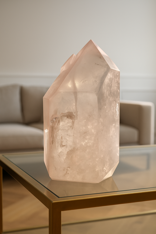 Pink Lithium Doppelspitze 15 cm – Rosa Edelstein mit Phantomen aus Brasilien (1,317 kg)