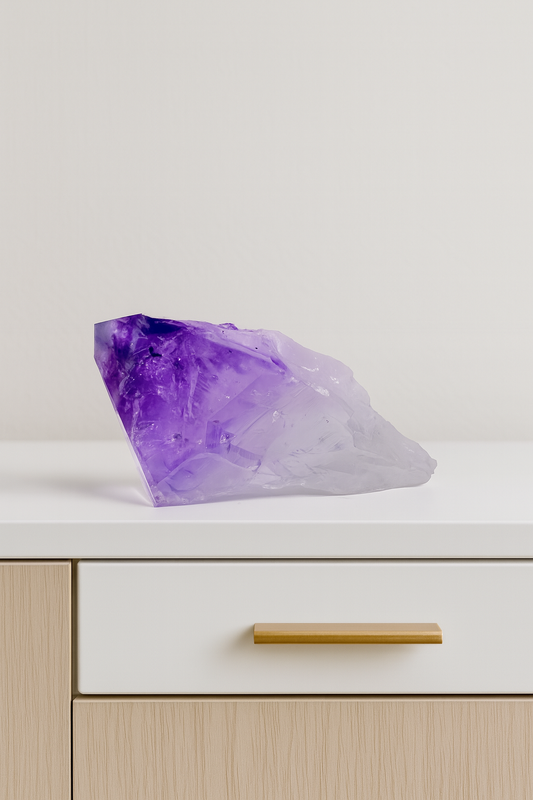 Echte brasilianische Amethystspitze, naturgewachsen, 12 cm, mit klaren Spitzen