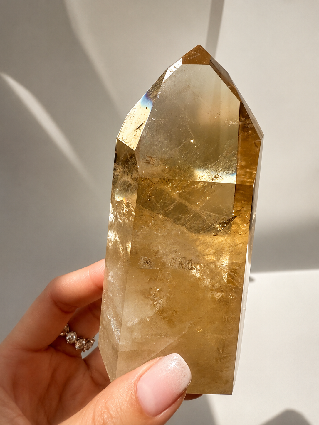 Echter Natur-Citrin aus Brasilien – 390 g ultraklare Kristallspitze 12 cm