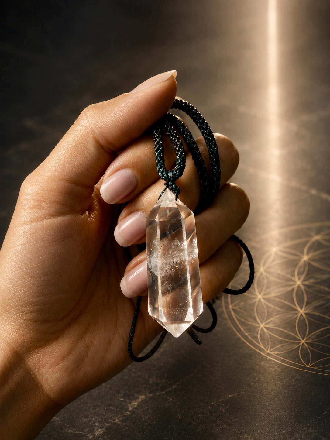 Edelstein-Kette mit Bergkristall oder Rauchquarz aus Brasilien