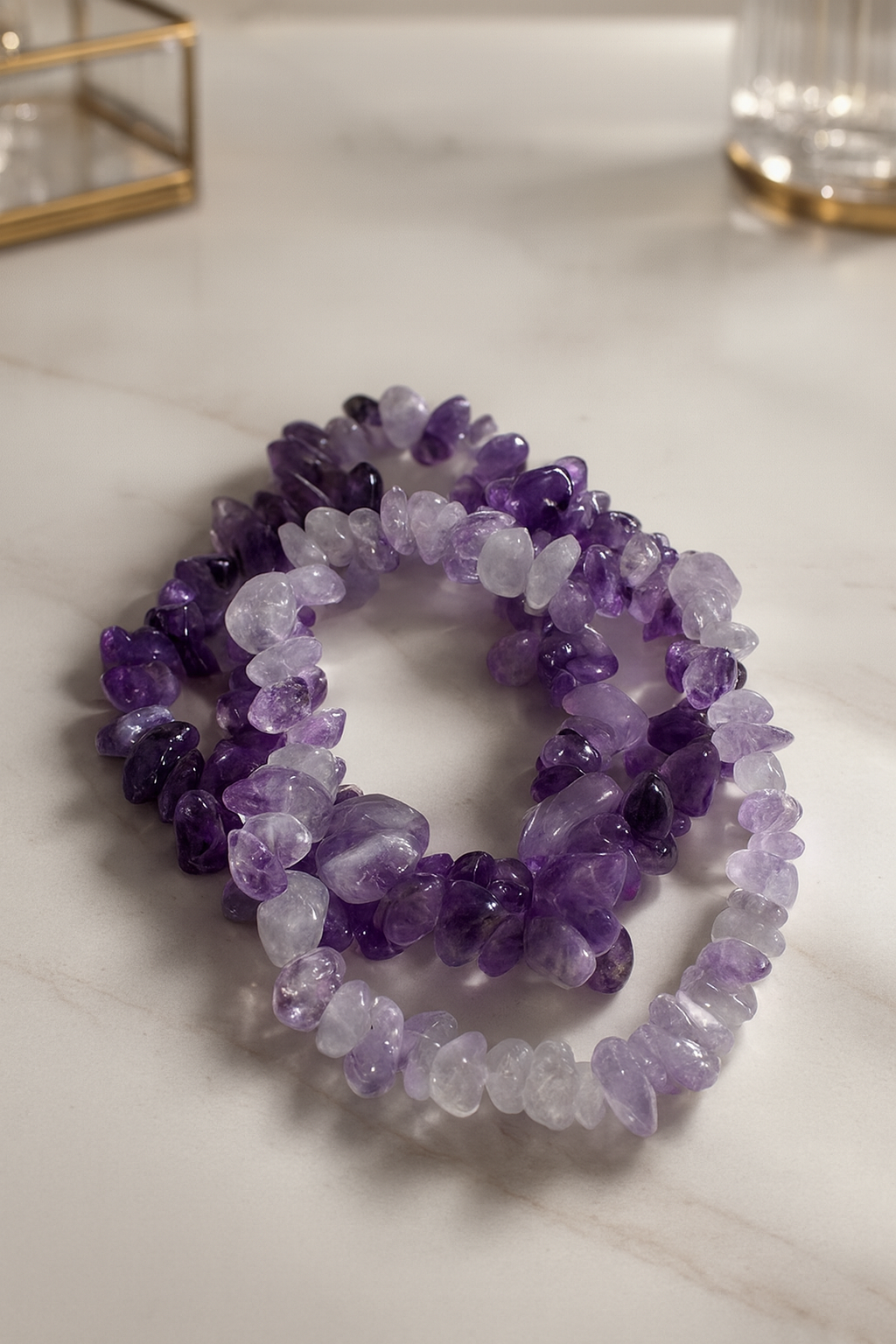 Edelstein Armband Set 19 cm – Amethyst, Dark Amethyst & Purple Jade kaufen