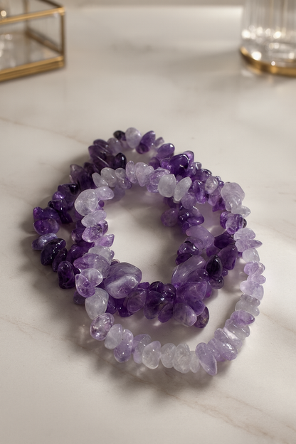 Edelstein Armband Set 19 cm – Amethyst, Dark Amethyst & Purple Jade kaufen