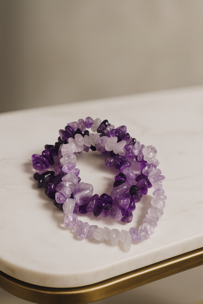 Edelstein Armband Set kaufen, Amethyst, Dark Amethyst, Purple Jade, 19 cm, Kristalle, Edelsteine, handgemacht