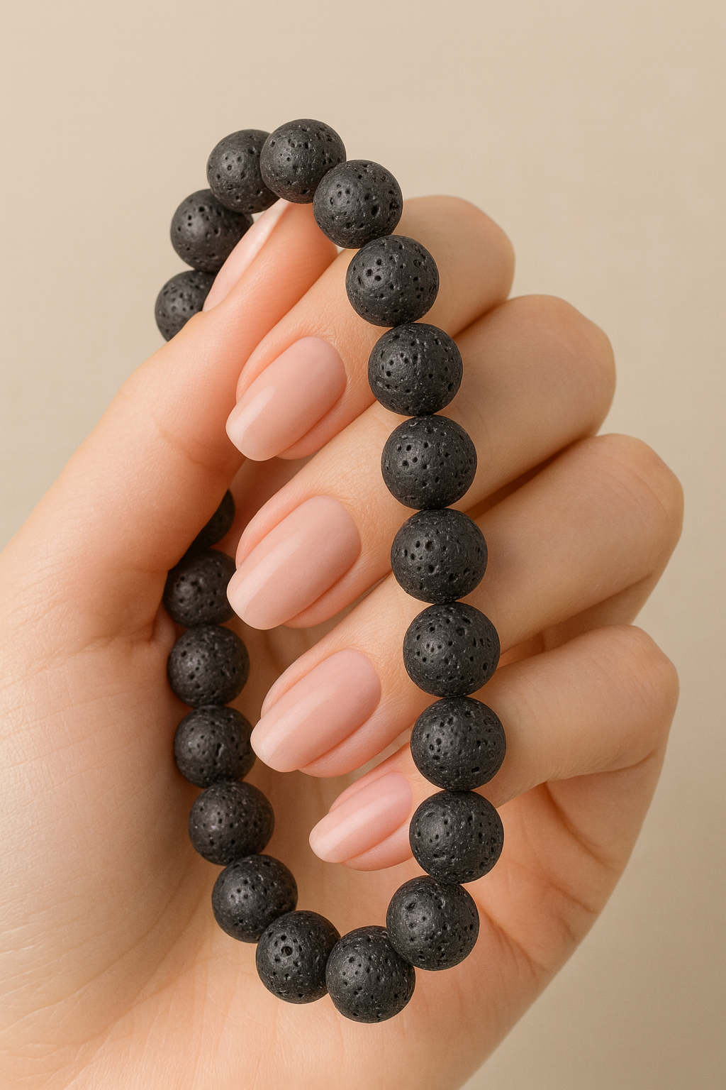 Edelstein Armband mit Lava-Perlen & Edelstahl – Unisex