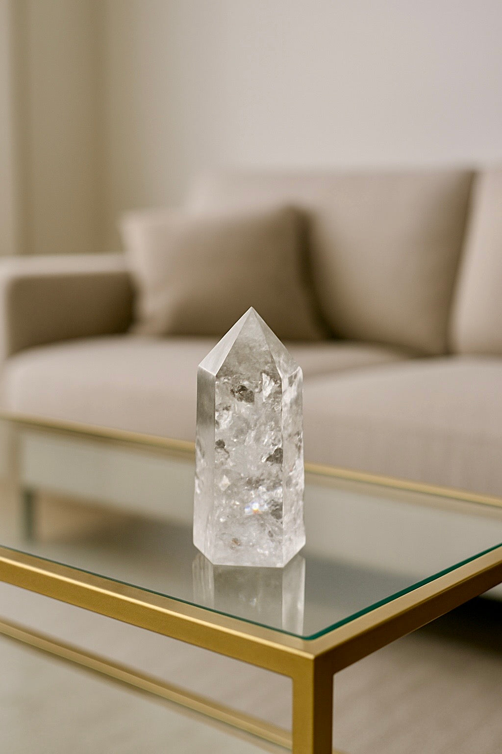 Ein klarer, strahlender Regenbogen-Bergkristall aus Brasilien 