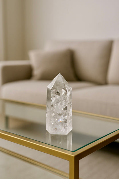 Ein klarer, strahlender Regenbogen-Bergkristall aus Brasilien 