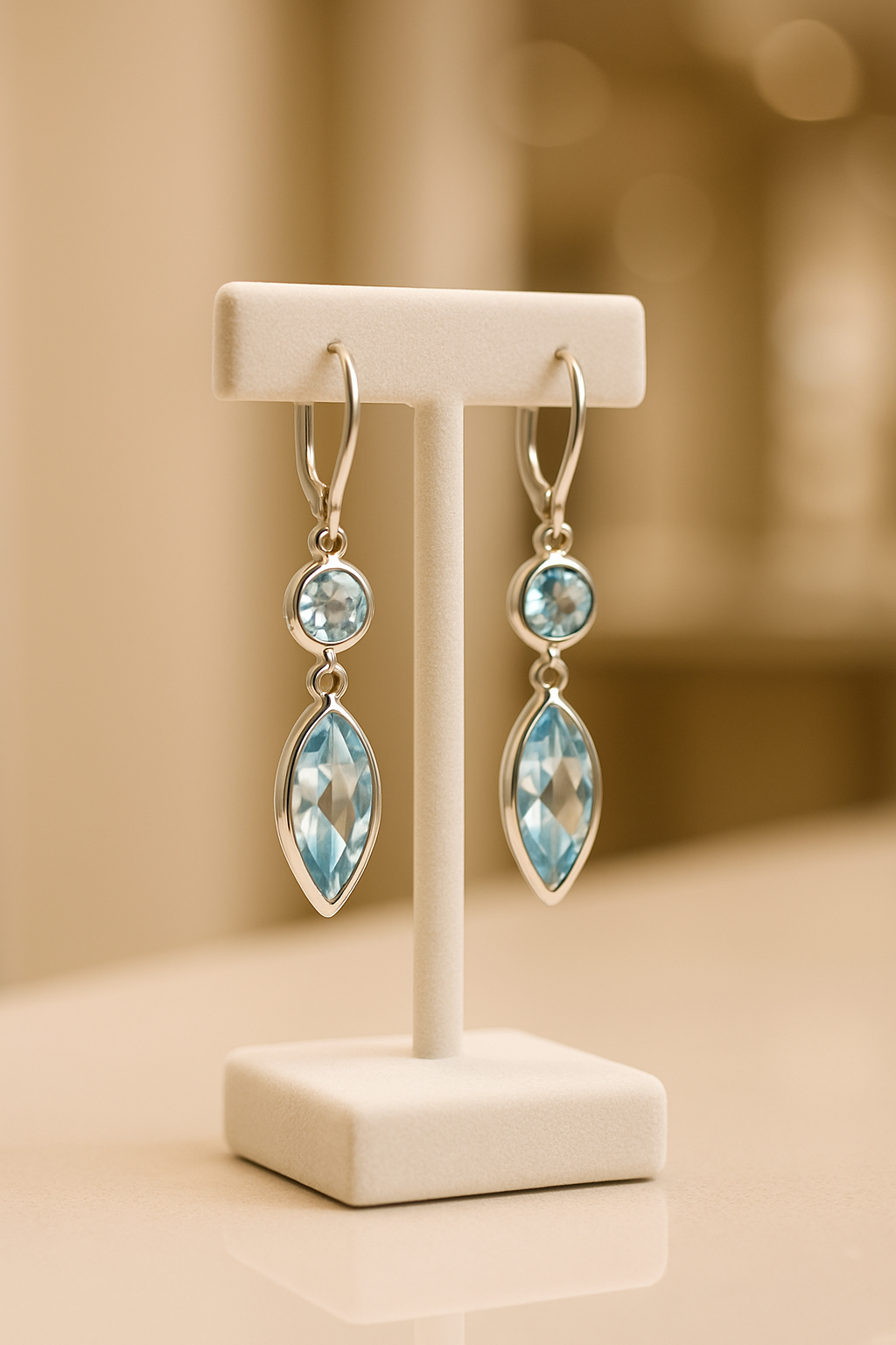 Elegante Blau-Topas Ohrhänger in 925 Silber – edle Edelstein-Schönheit