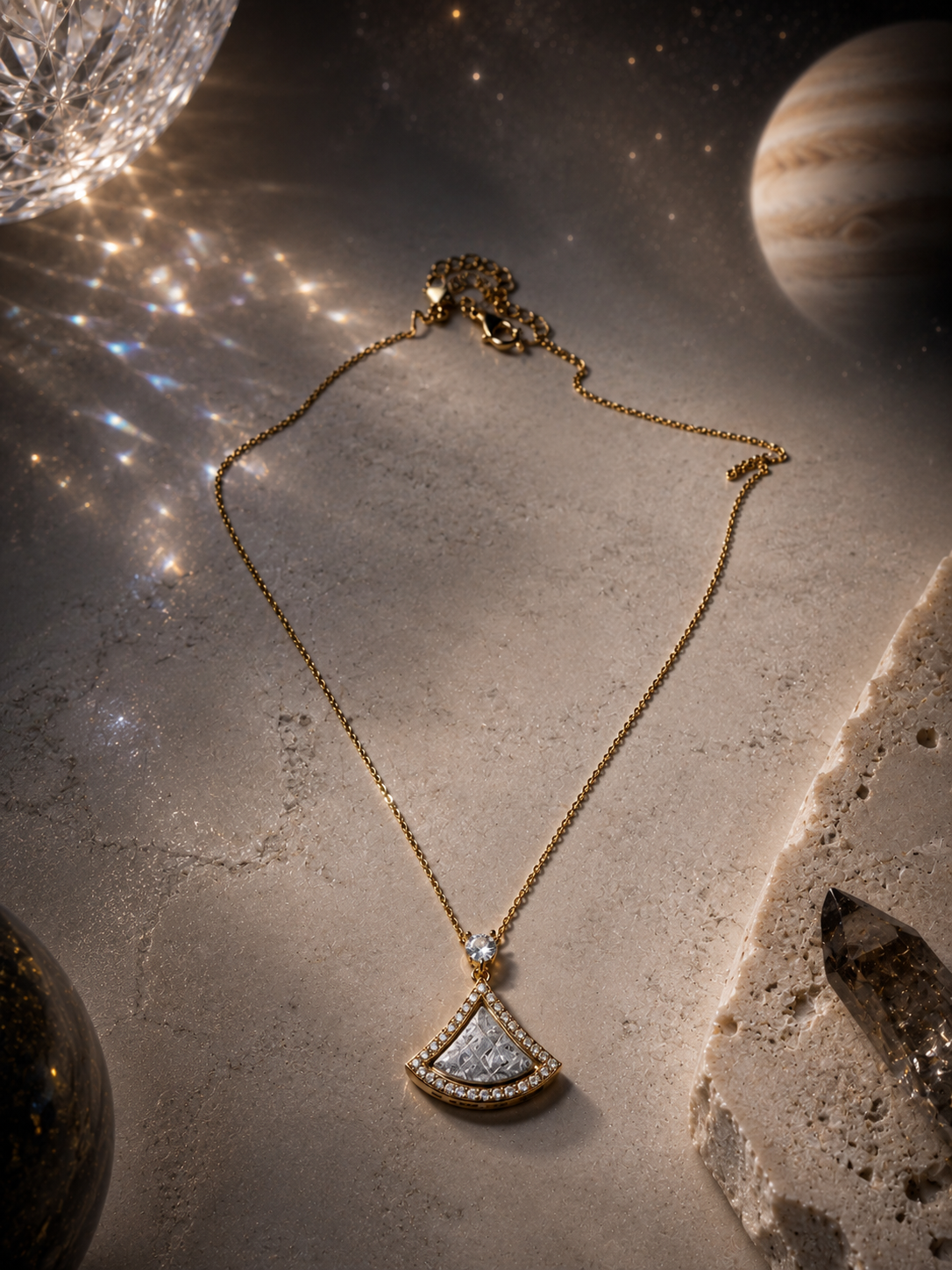 Elegante Kette mit Muonionalusta Meteorit und Muranino Luster