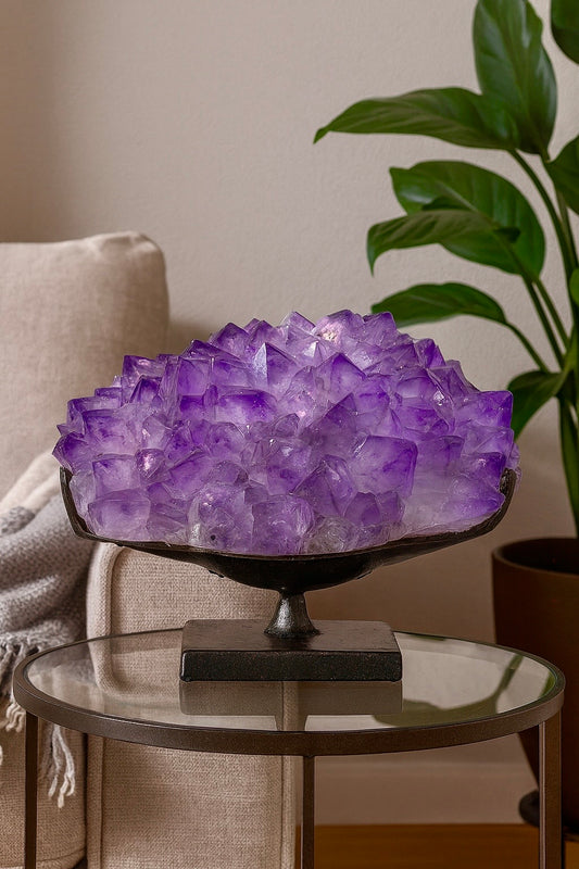 Exklusive Amethyst Blüte/Blume 14.5cm – 1.42kg | Perfekte Spitzen mit Phantomen | Stalaktit Unikat aus Uruguay