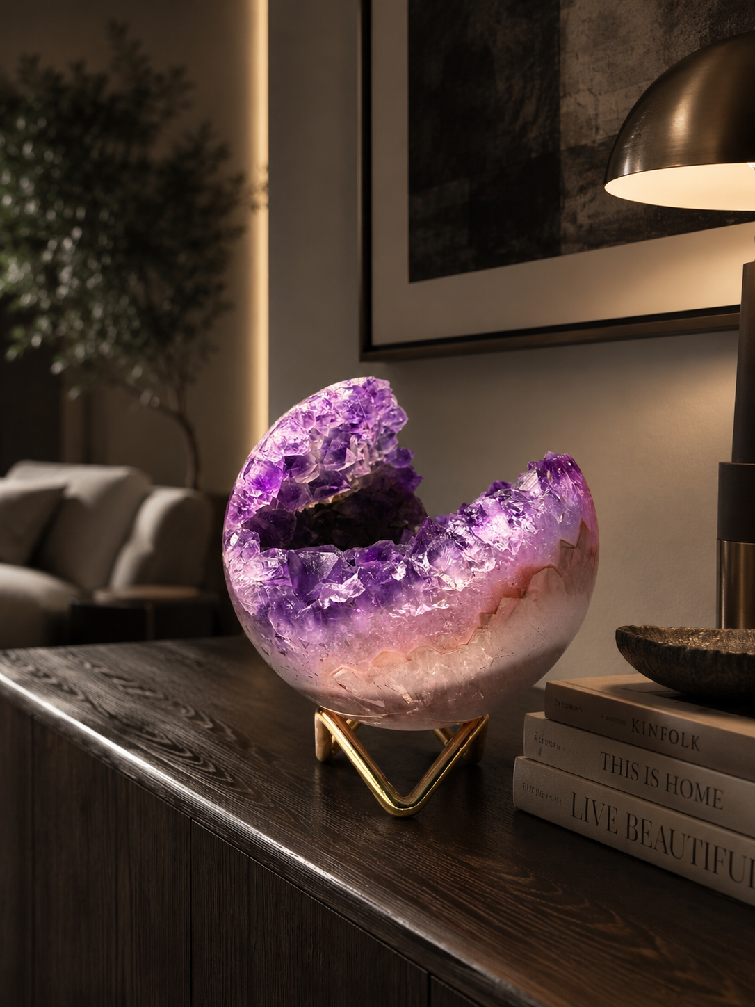 Exklusive Amethyst Kugel 8,8 cm – 657 g | Natürliche Kristalle in zartem Lila