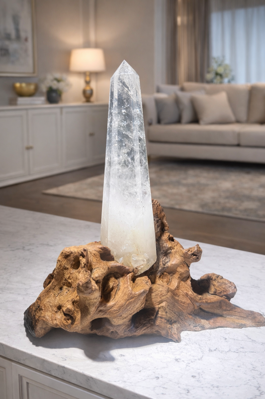 Exklusive Bergkristallspitze auf Wurzelständer – Licht & Klarheit 25.5cm