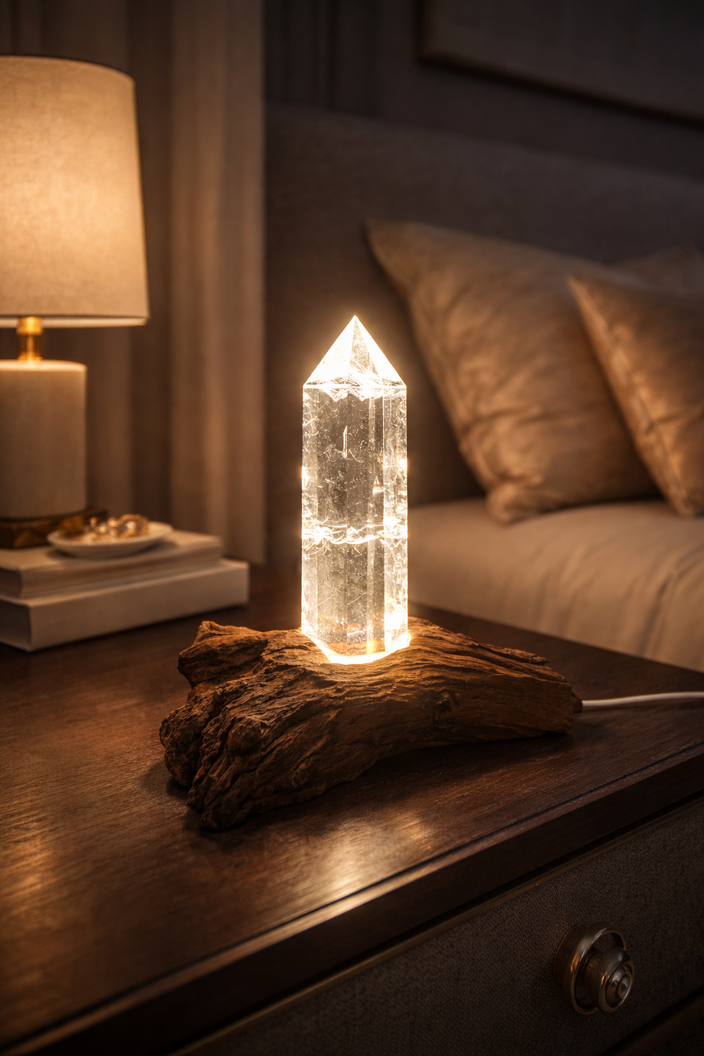 Exklusive Bergkristallspitze aus Brasilien mit Kristall-Beleuchtung | Unique Crystals