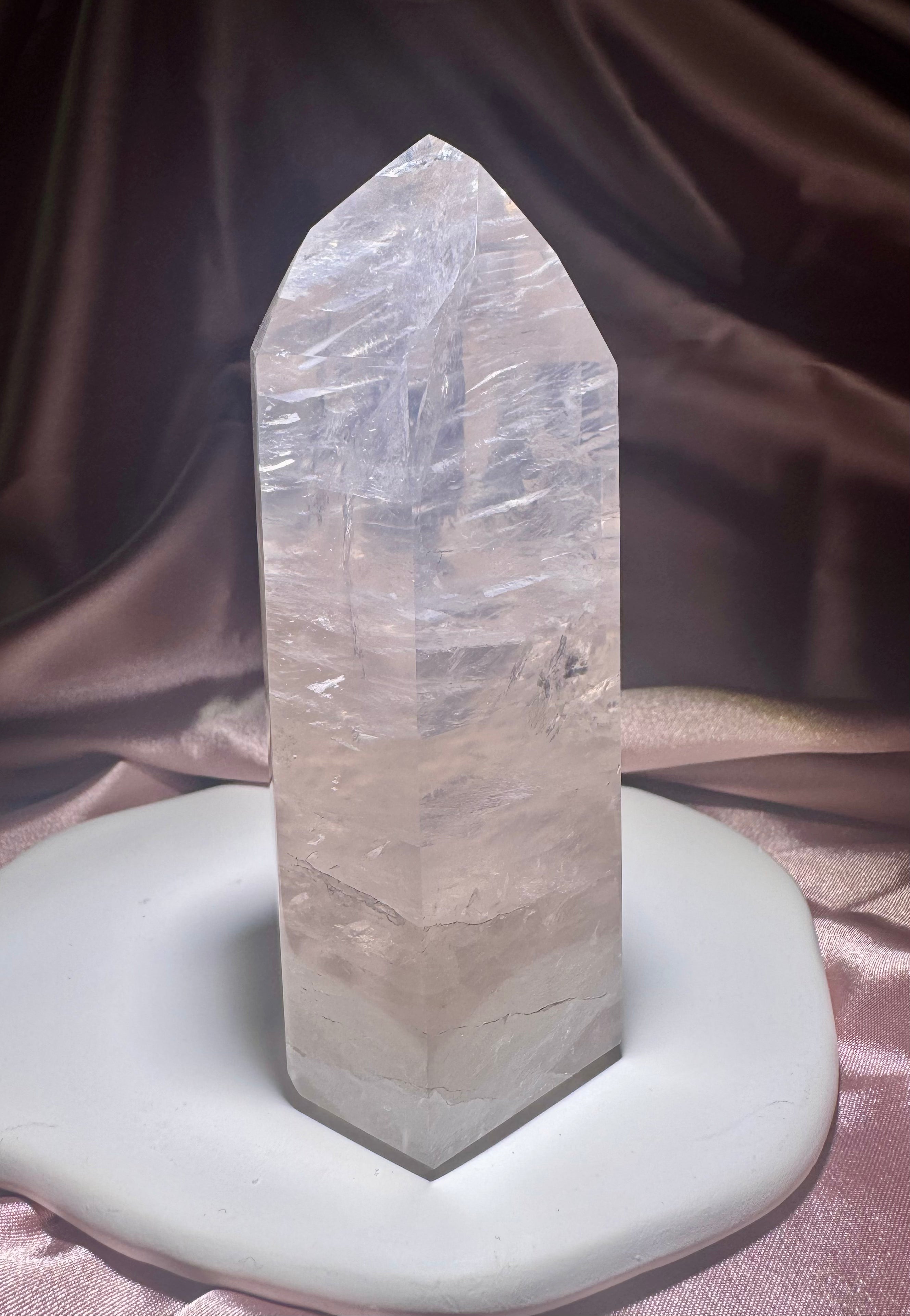 Exklusive Rosenquarz Spitze mit Herzenergie