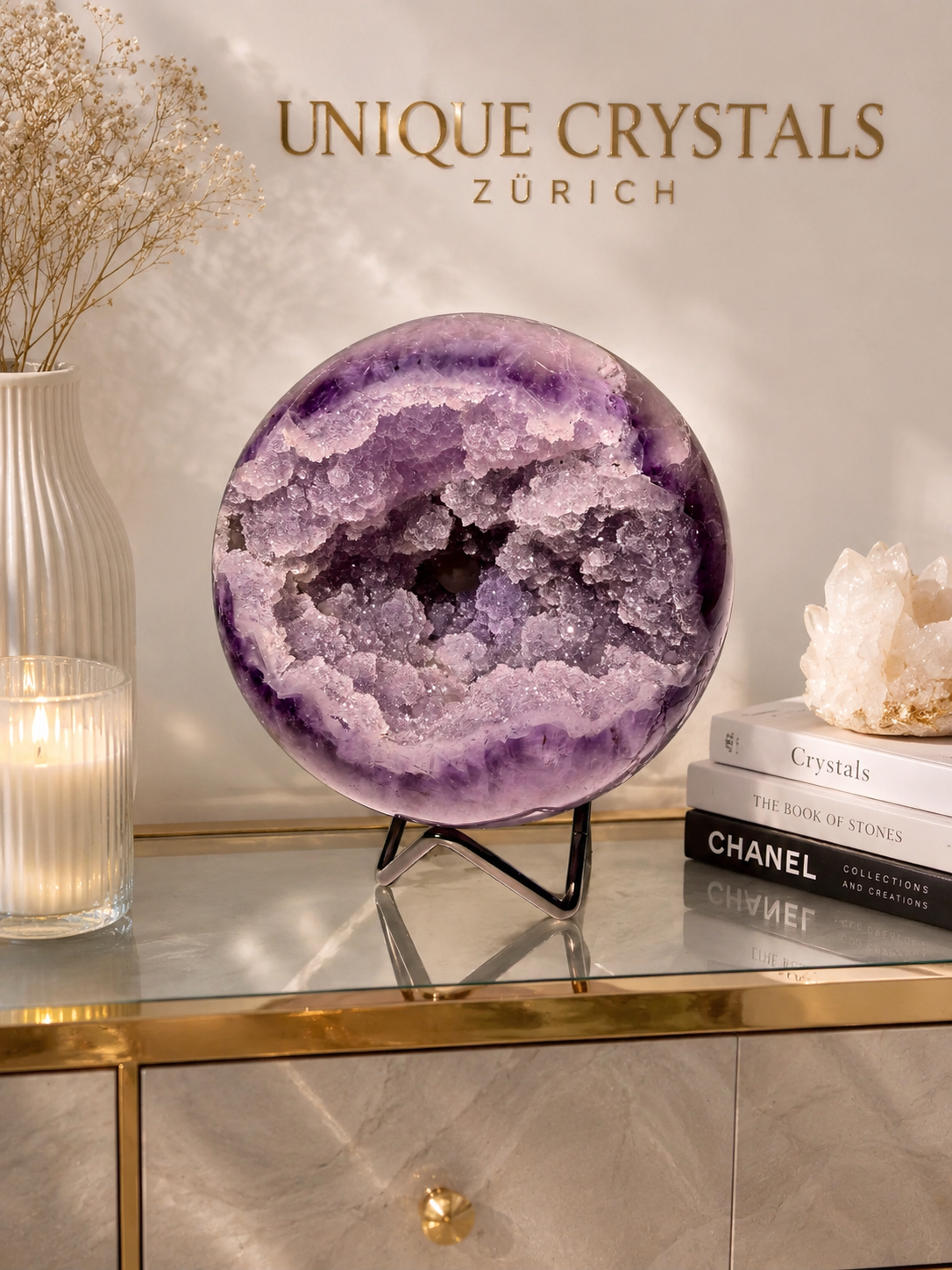 Exklusive Sugar Amethyst Kugel in Fliederfarben – 2,30 kg