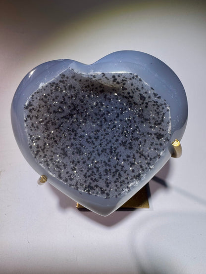 Exklusives Achat-Herz mit kristallklarem Funkeln – perfekt für Meditation, Yoga und Spiritualität, 7 x 6 cm, Brasilien