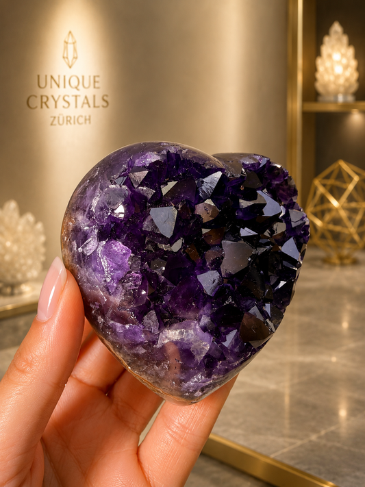 Exklusives Amethyst Herz 7.5 cm – 246 g | Heilsteinherz aus Uruguay