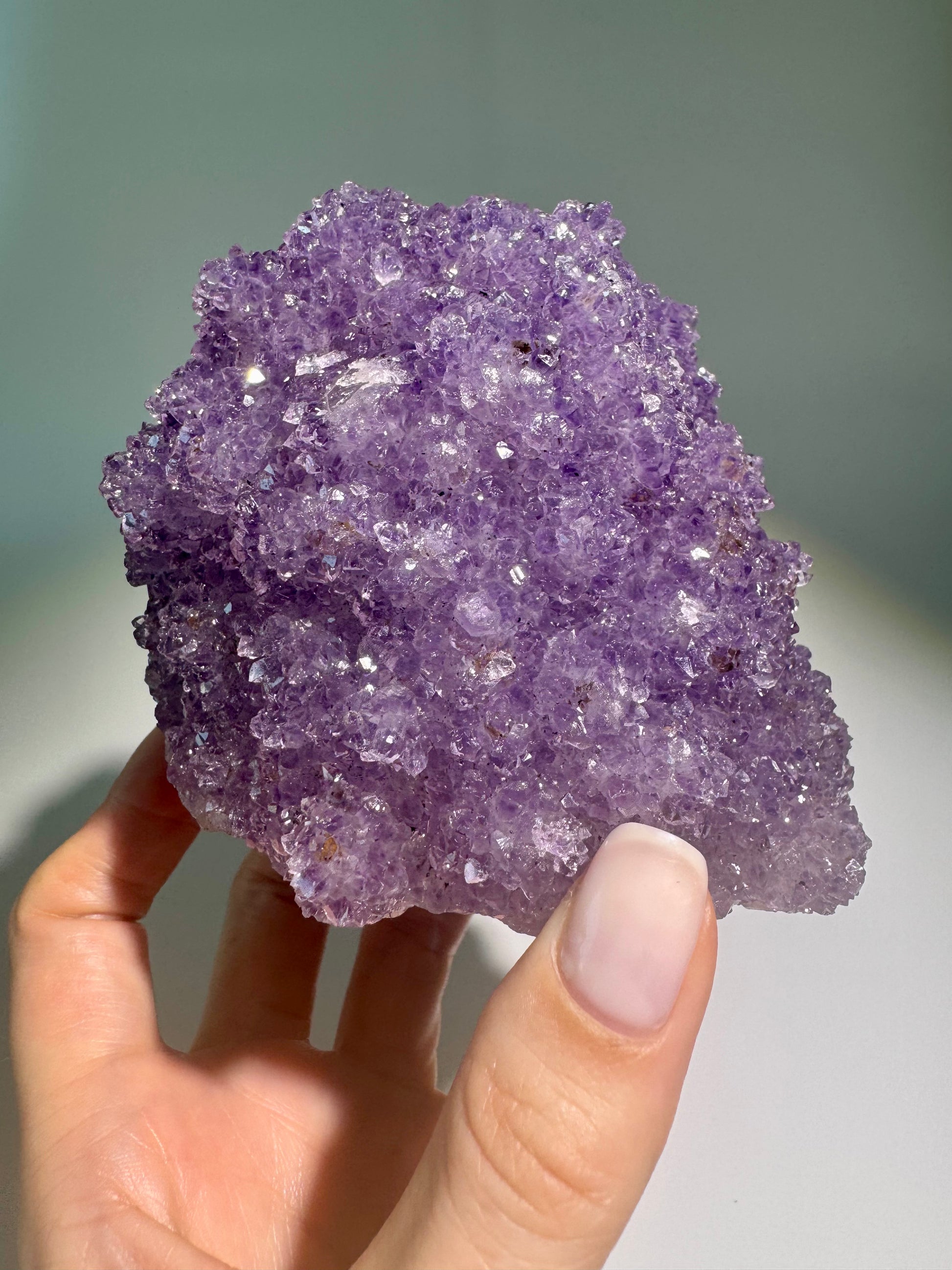 Extra grosse Amethyst Kristallblume mit tausenden Spitzen – 12 cm, Unikat mit Ständer