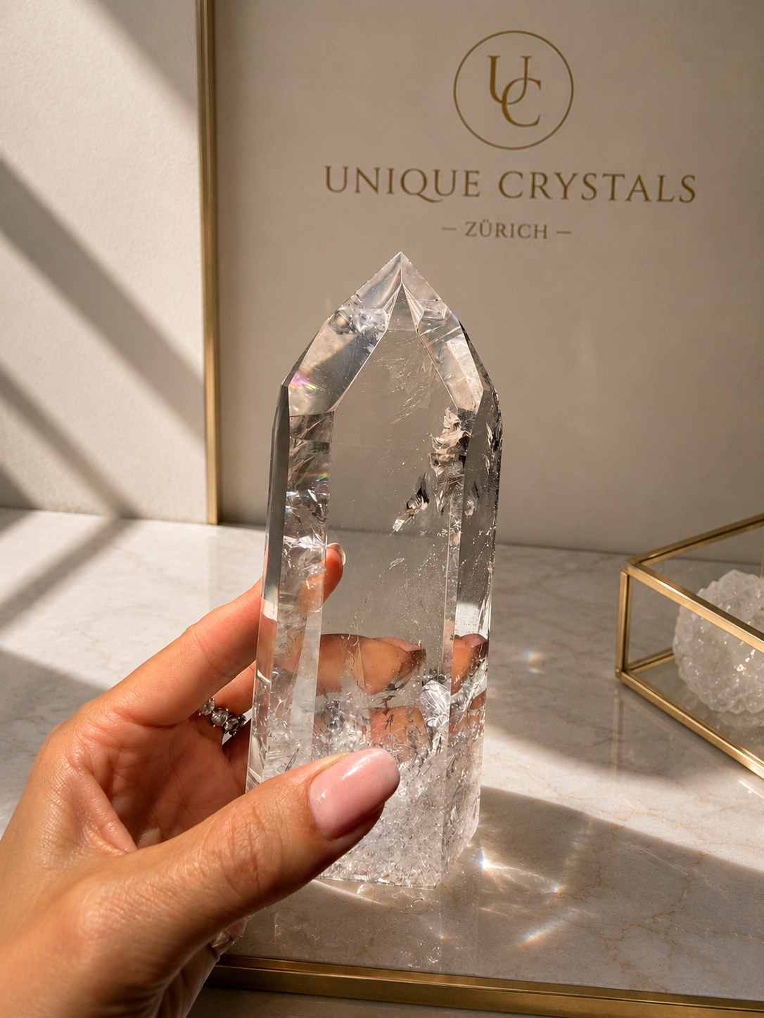 Extra klare Lemurian Kristallspitze Super Extra Qualität 14 cm, 541 g aus Bahia Brasilien