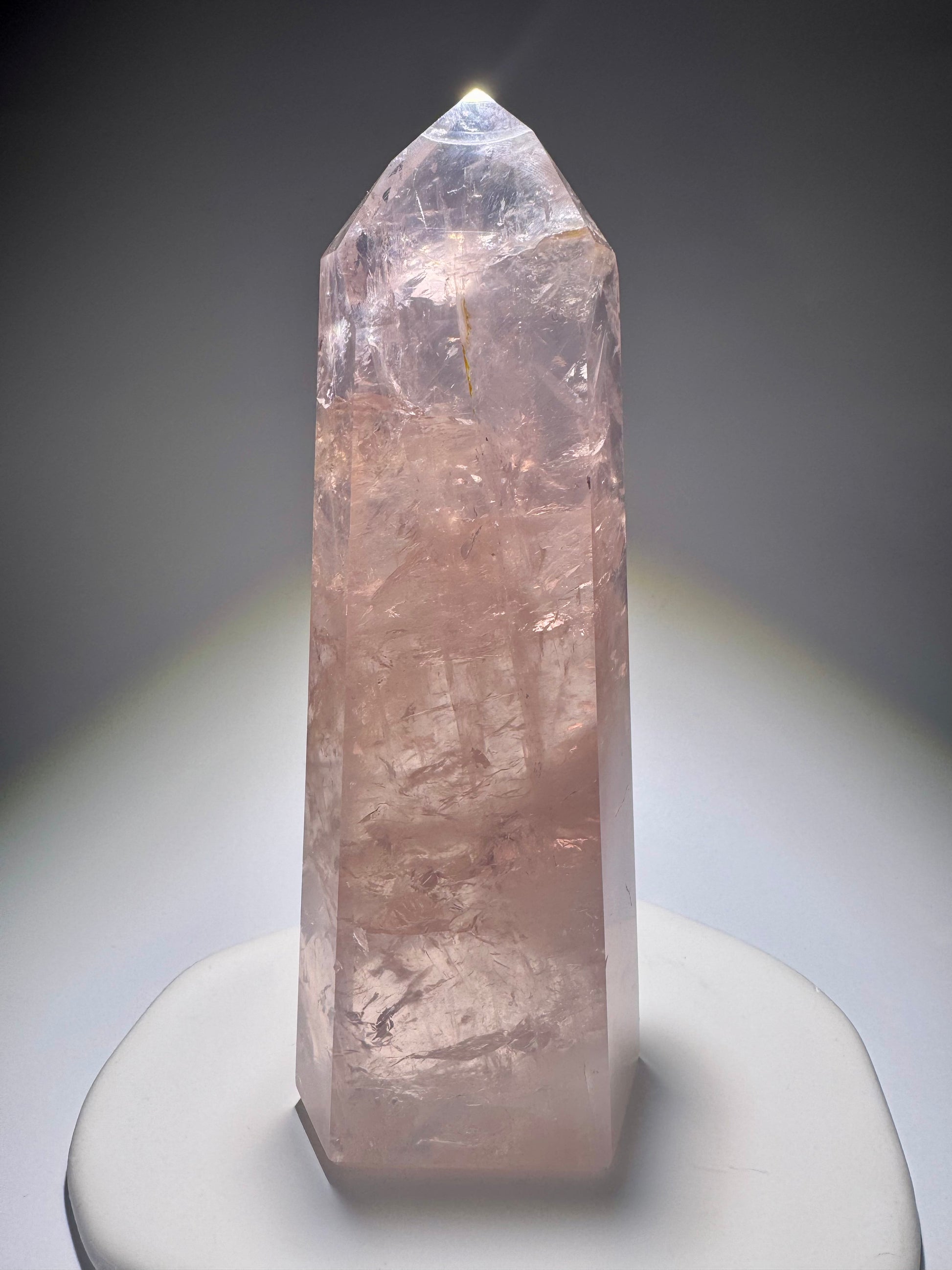 Extra klare Rosenquarz Spitze 17 cm aus Brasilien
